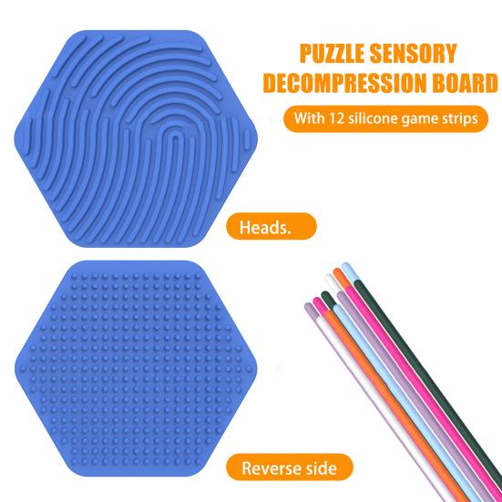 Hexagon Sensory Activity Board Calming Stress Relief Silicone Strip Fidget Toy Fine Motor Skill Development Kids Teens Adults Educational Busy Board