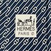 Безупречный ГАЛСТУК HERMES Узор "Цепи" Темно-синий шелк мужской 5500 UA Б/у