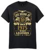 Life Begins At 50 Mens Birthday T-Shirt Born In 1975 Legends 50th Gift Gold Text