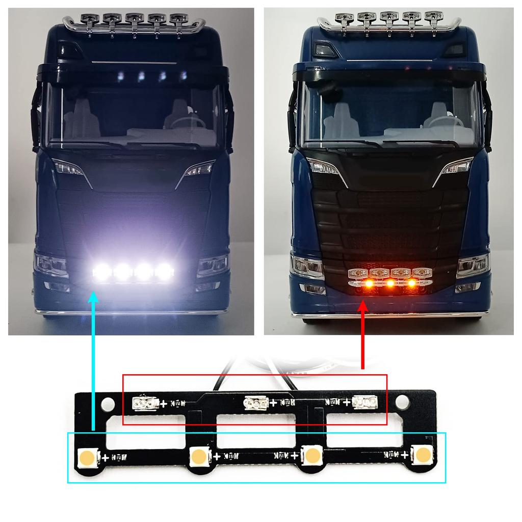 TRZX RC LED Spotlight Headlight for 114 Scale RC Tamiya Scania 770S 6x4 56368, 8x4 56371 Tractor Truck