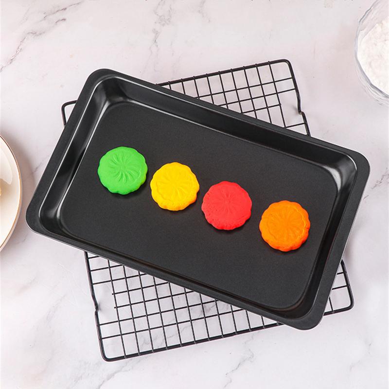 Stainless Steel Shallow Baking Pastry Tray Non-Stick Bread Cake Loaf Rectangle Pan BBQ Plate for Fruit Food Dishes Bakeware