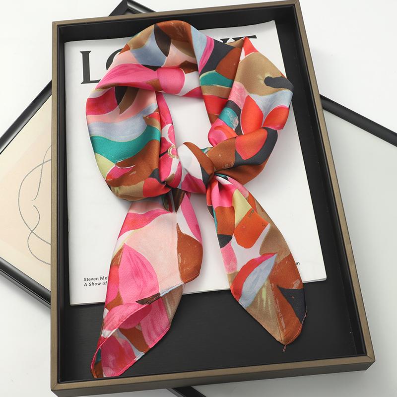 2024 Luxury Square Silk Scarf for Women Hijab Hair Bands Neckerchief Female Satin Shawl Ribbon Headband Fashion Wraps Bandana