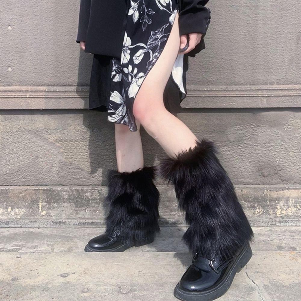 Autumn Winter Apparel Accessories Women Knee-length Socks Japanese Style Socks Furry Leg Warmers