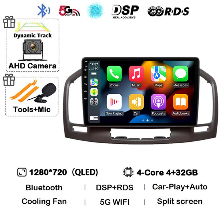 Android14 Carplay Auto для Buick Regal Opel Insignia 1 2009 2010 2011 2012 2013 Мультимедийный автомобильный радиоплеер Видео WIFI+4G стерео