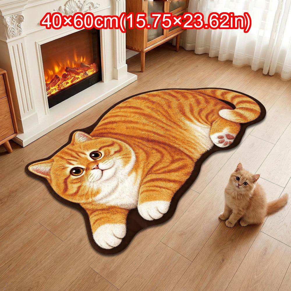 Decorative Rug Cat Shaped Rug Cat Pattern Cat Floor Mat Cute Animal Door Mat Living Room Decor