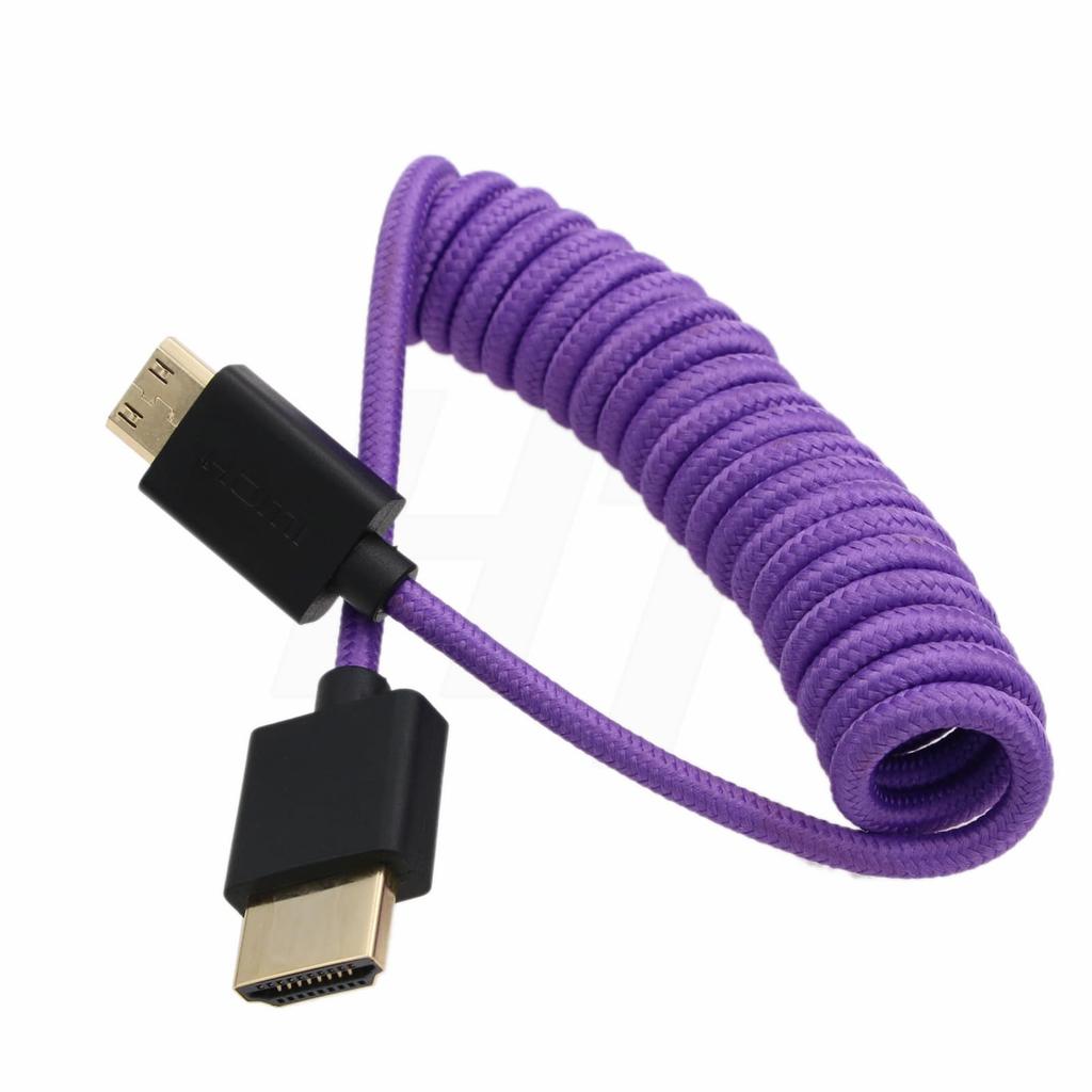 HangTon 8K 4K 60p Mini HDMI to HDMI плетеный спиральный кабель для Nikon Z5 Z7 D750 Sony CX7 SR7E Canon EOS R RP 5DIV ATOMOS Ninja V Portkeys Video Assist