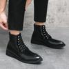 Fashion2024 New Fashion Men Shoe Ankle Boots Casual Men Boots Patchwork Square Toe Shoes Business Shoes for Males Dress Leather Shoes