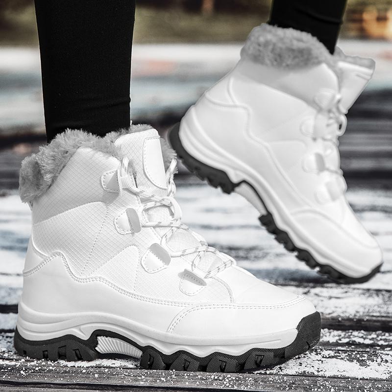 Модные зимние женские сноубутсы 2024 Новые уличные утепленные плюшевые женские кроссовки Зимняя обувь Теплые на толстой подошве Снего- и водонепроницаемые хлопковые ботинки