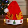Christmas Hat Children Red Velvet Santa Hat with Cartoon Antler Pattern Decoration Festive Holiday Party Supplies