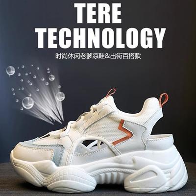 Модные женские спортивные сандалии с высокой полой сеткой, дышащие сандалии, летняя новая модель 2024 года на плоской подошве, универсальная повседневная обувь на платформе