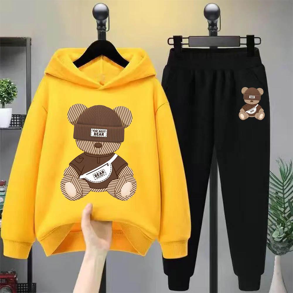 Cartoon Bear Hoodie Cartoon Cartoon Cartoon Cartoon Children's Clothing Children Girls Boys Sweatshirt Hoodie Set Two Sets