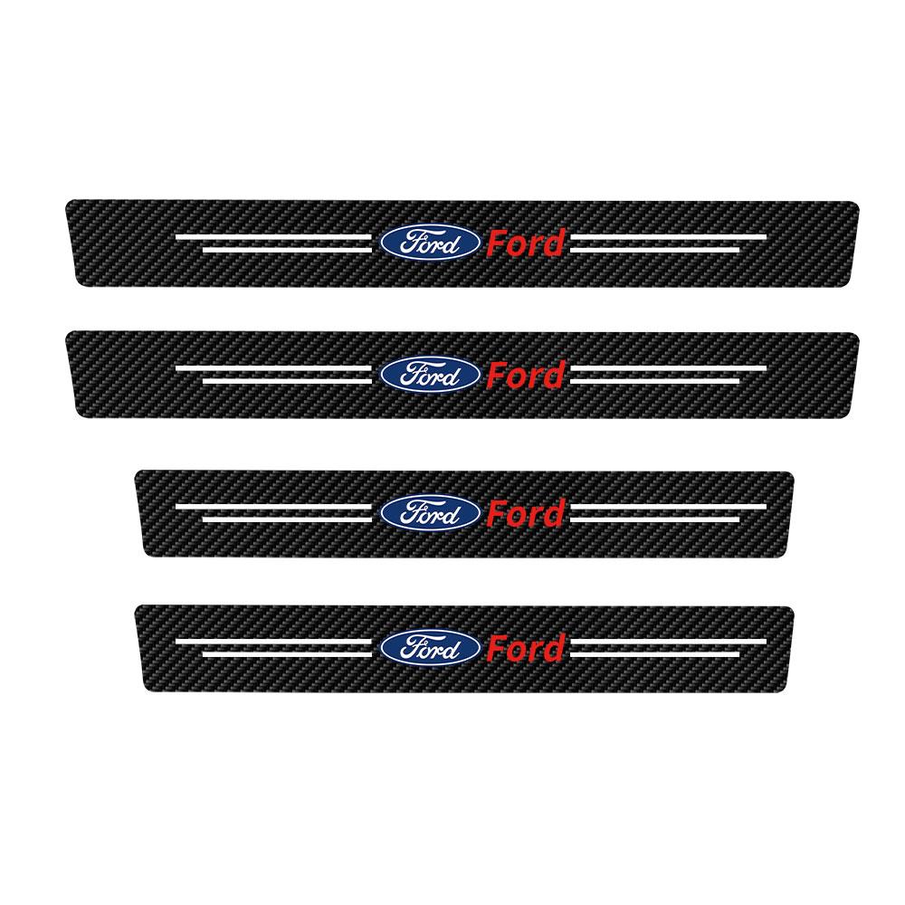 cvufy2 4PCS Leather Car Styling Door Sill Protector Sticker Accessories For Ford ST Fiesta Edition Mondeo Fusion Ecosport Focus Mk2 3 4