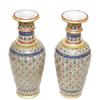 Designer Decorative Marble Flower Vase | Round Shape Beautiful Sea Color Rajasthani Meenakari Handpainted Work Showpiece Vases for Home