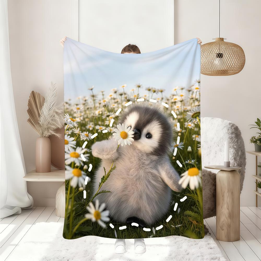Cute Penguin Kawaii Blanket Soft Throw Blanket for Home Bedroom Bed Sofa Picnic Travel Office Rest Cover Blanket Gift