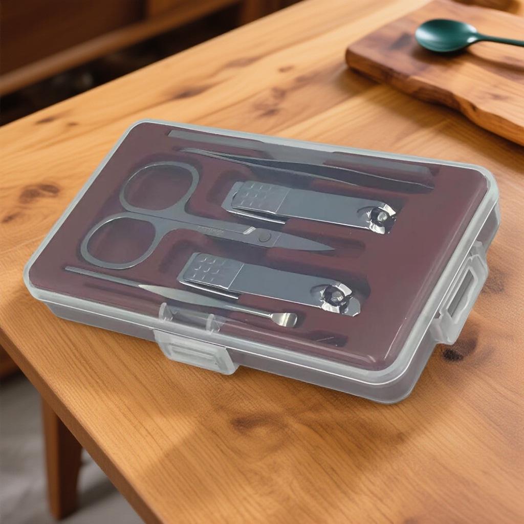 7-Piece Manicure Set: Nail Clippers, Scissors, Ear Pick & Tools in Portable Transparent Box