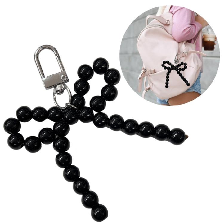 Elegant Beaded Keychain Pendants with Bowknot Fashionable Keyring DIY Decoration