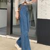 MODIQUE Осень Большие размеры Новые женские эластичные прямые брюки с высокой талией Полная длина Женские базовые повседневные свободные длинные джинсы Женские джинсовые брюки