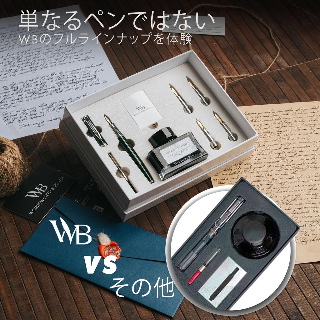 Чернила для авторучки Wordsworth Black, подарочные, 6 стержней для чернил, 4 сменных пера, ручка Premium Smooth Writing Pen & Set, флакон, картриджи, конвертер, перья,