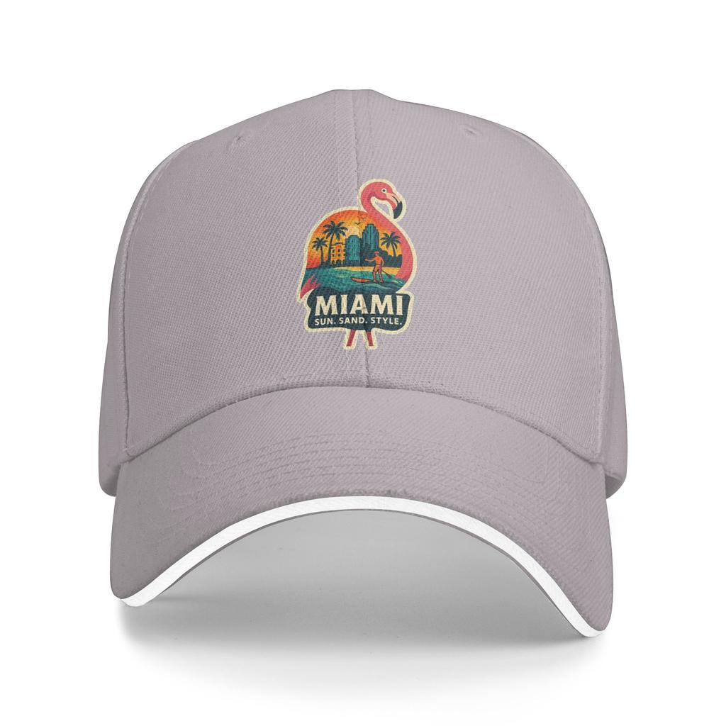 Miami Flamingo Baseball Cap  Kpop Rock Sunscreen Trucker Hat Men Women Classic Custom DIY Baseball Caps