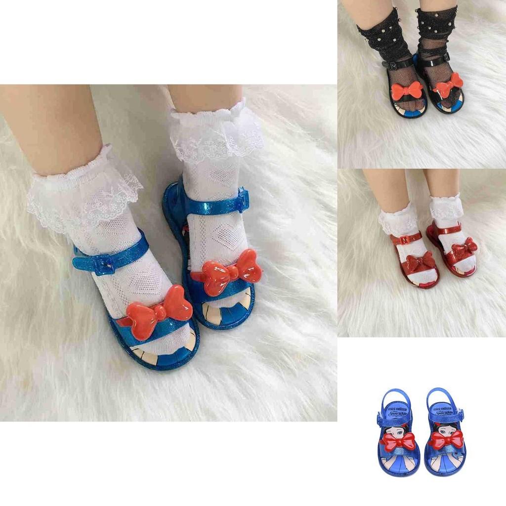 Charming Mini Melissa Snow White Girls Sandals With Adorable Cartoon Pattern Design