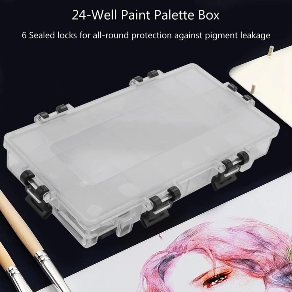 Half Pans Watercolor Painting Pallet Airtight Leakproof Paint Tray Box Travel Palette