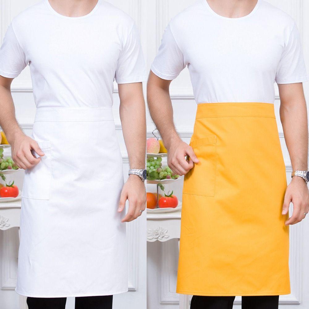 Unisex Waist Apron 3 Pockets Waiter Half Waist Apron New Short Half Waist Apron  Cafe Shop