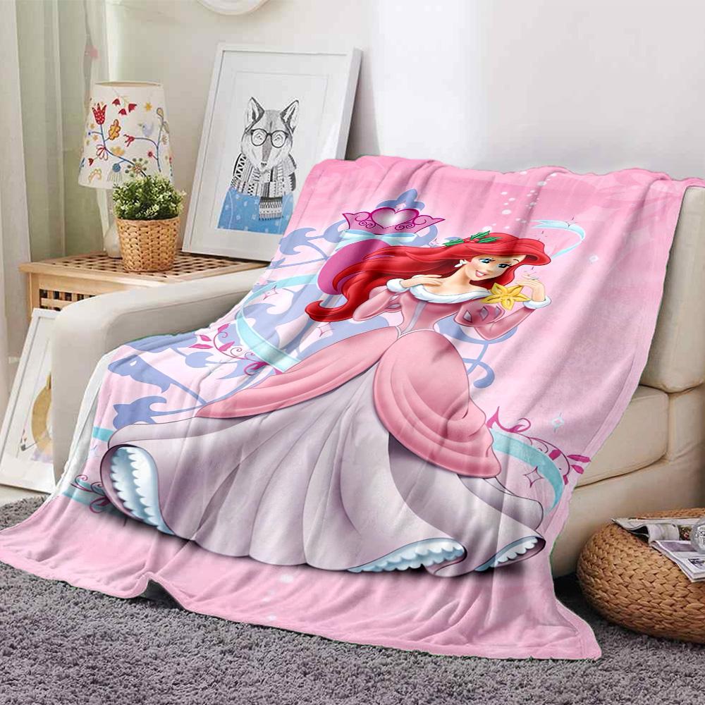 Princess Ariel'S Pink Fantasy Flannel Blanket Super Soft Warm Cozy Blanket For Sofa Bed Office Travel Allseason Home Decor Gift