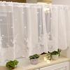 1Pc Through Pole Style Rural Style Curtain Half Blackout Double Row Lace Modern Partition Door Curtain Multiple Sizes Lace