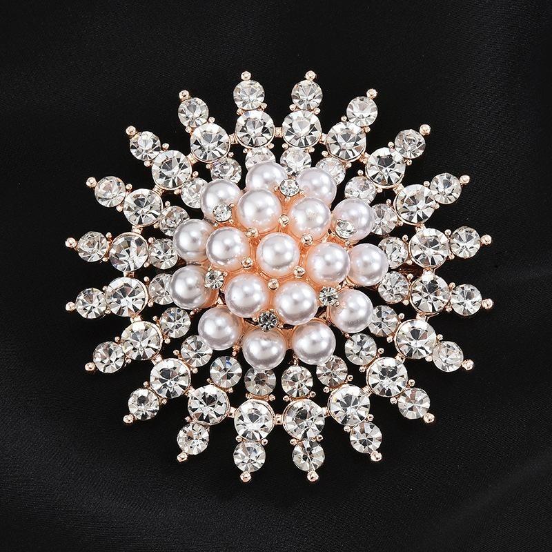 Brooch High-End Niche Silk Scarf Buckle Alloy Diamond Coat Pearl Corsage Pin Accessories