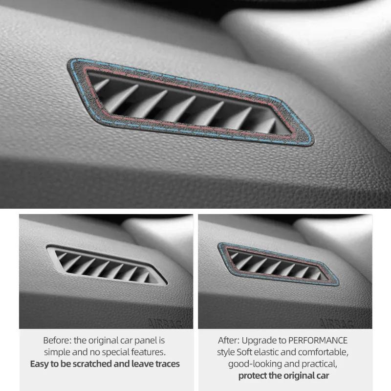 For BMW E90 E92 E93 Made of Alcantara Car Interior Dashboard Side Air Vent Outlet Trim Frame Performance Stickers Accessories