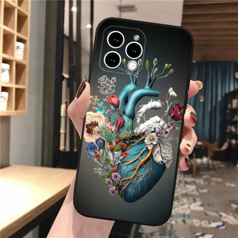 Чехол для телефона Heart Flower Art для iPhone 15 14 Pro Max 13 12 11 Pro Max XSMax XR 12 13 mini 14 Plus
