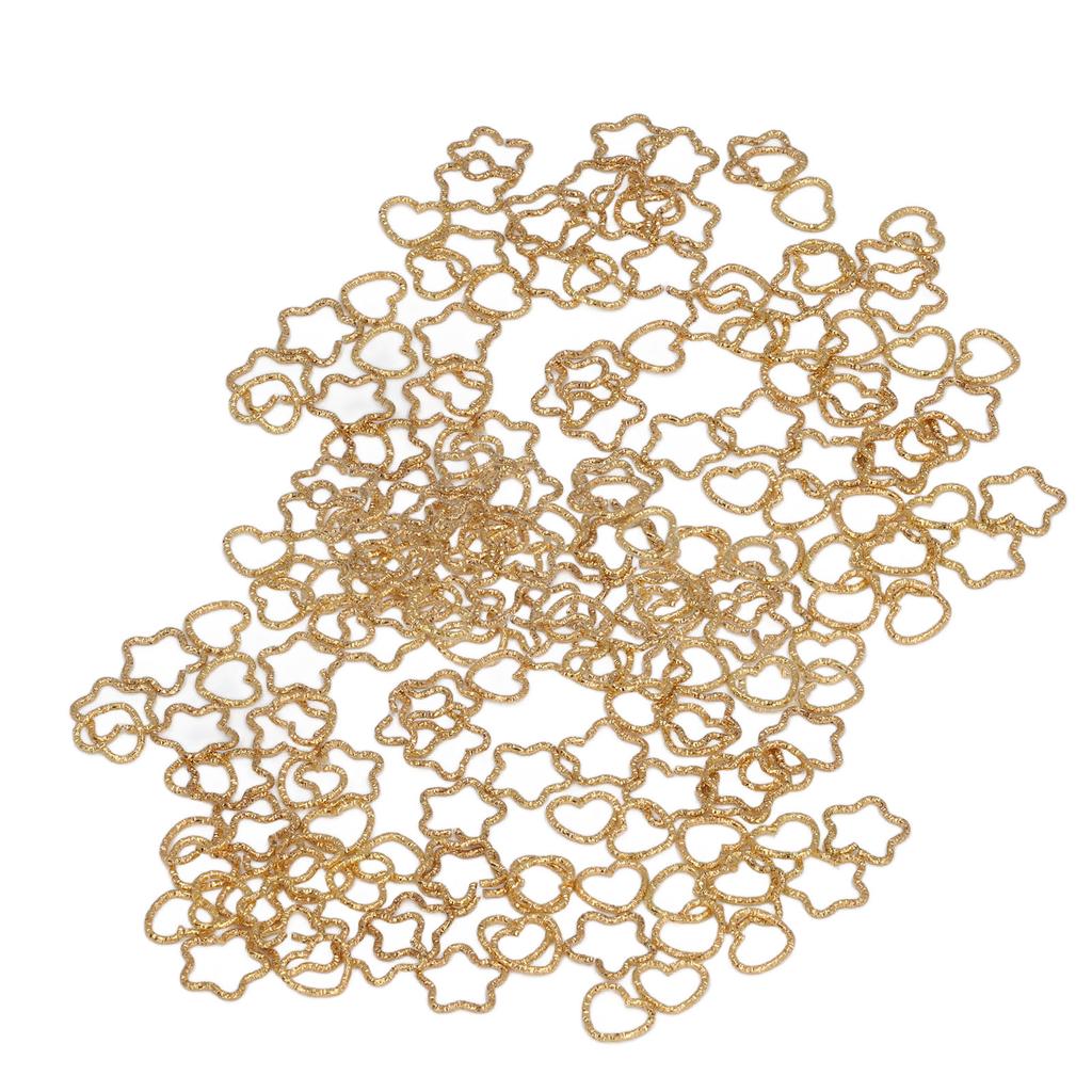 100 шт. Разноцветные заколки-кольца для косичек в форме звезды и сердца, милые металлические кольца для волос для вечеринок и повседневных мероприятий, золотистые