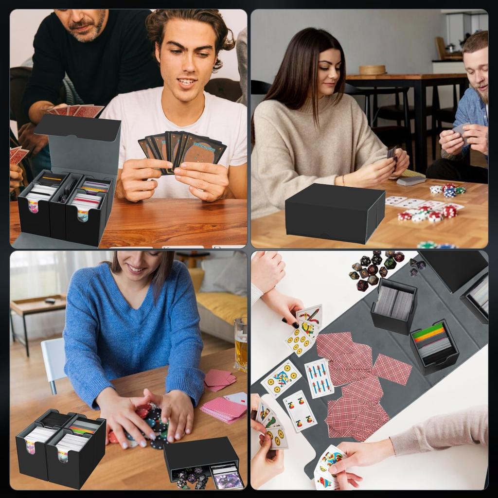 AOBOPLE Storage Deck Upgraded 5in1 Separation PU Leather Trading Card Case 4 Small Card Boxes и Big Empty Dice 4 Color Compatible with Baseball