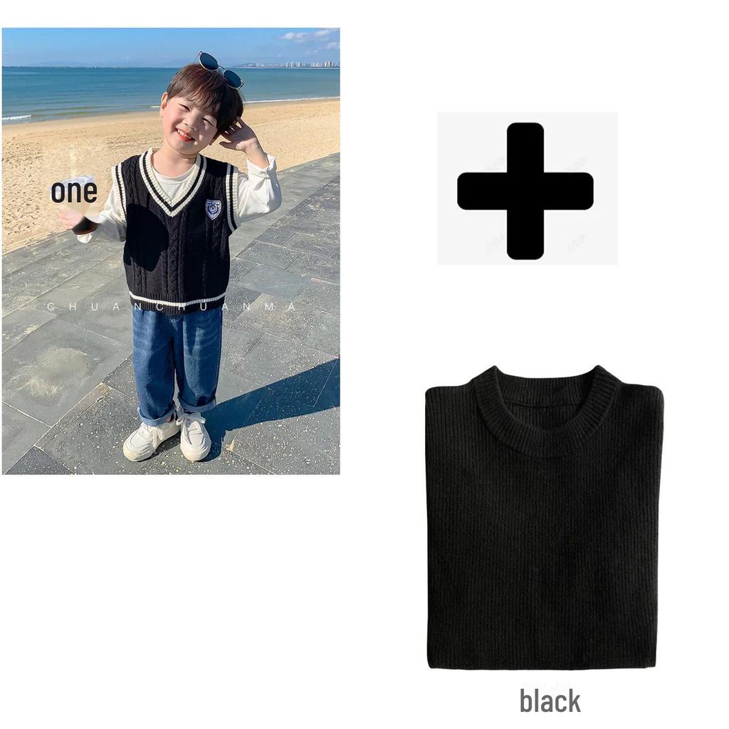 Детский жилет-свитер в студенческом стиле - вязаный жилет на весну и осень для мальчиков и девочек