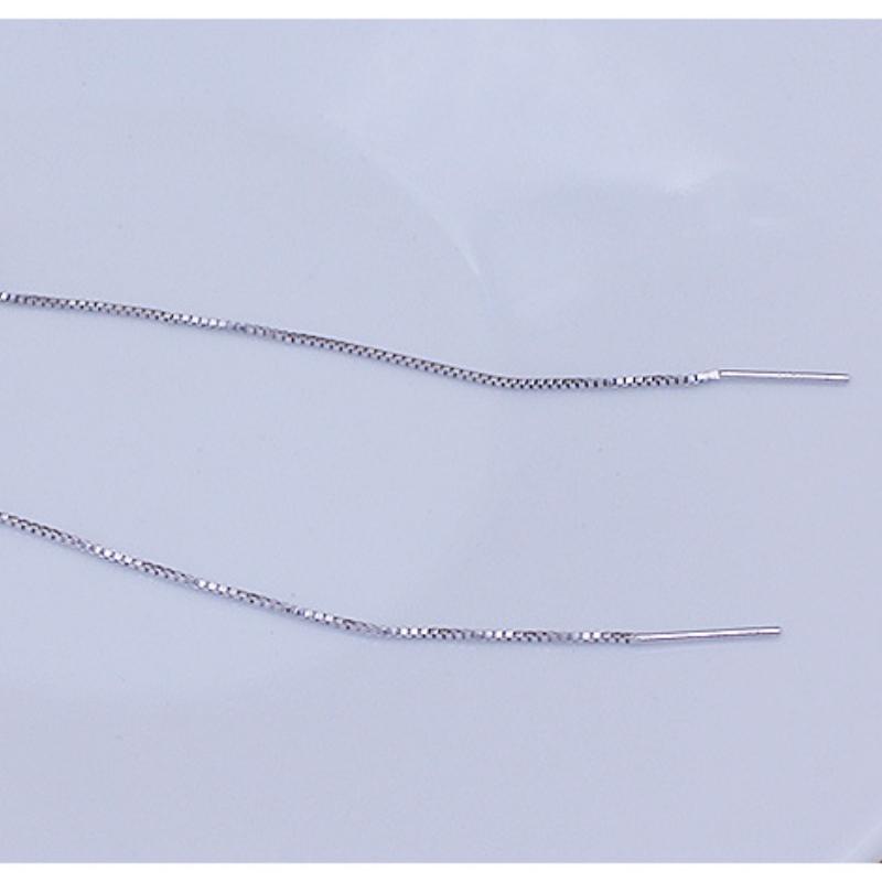 Womens Korean Fashion Elegant 925 Silver Plated Anti-allergy Simple Ear Line Long Stud Earrings Female Ear Jewelry Xmas Gift