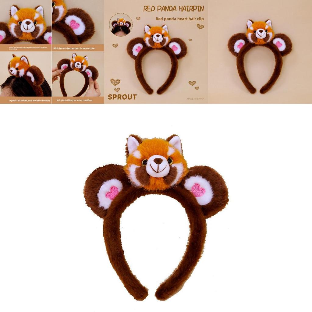 Red Panda Soft Plush Headband With Decorative Hair Accessory For Playroom