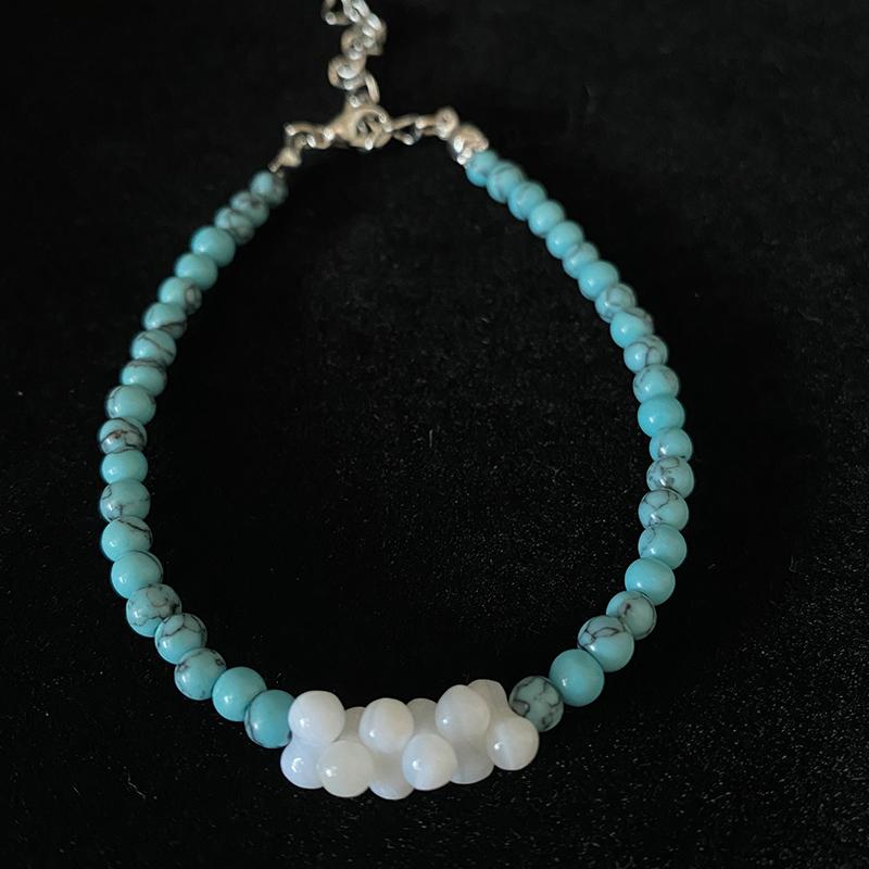 Лидер продаж 4 мм бирюзовый крест кулон браслет религиозные христианские эластичные браслеты ювелирные изделия