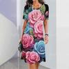 New Women's Dresses Floral 3D Printed Summer Luxury Midi Dresses Feamle Short Sleeve Dress Fashion Oversized Clothes
