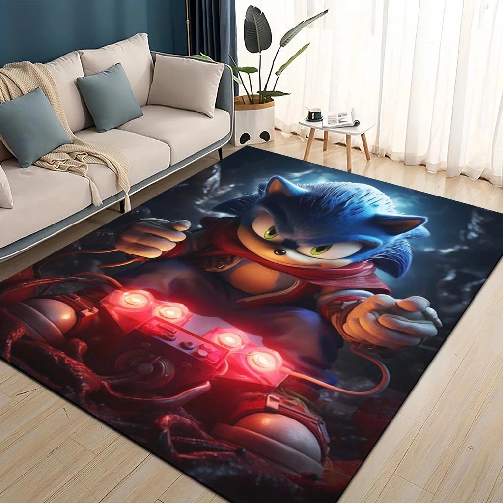 Cartoon 3D S-Sonics Retro Carpet Rug for Living Room Bedroom Home Sofa Decoration,Kids Play Non-slip Floor Mat