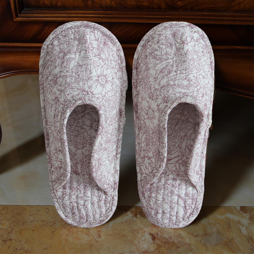 Women's Cotton Foldable Indoor Slippers - Cloth Bottom, Closed Toe, Quiet & Artful Design for All Seasons