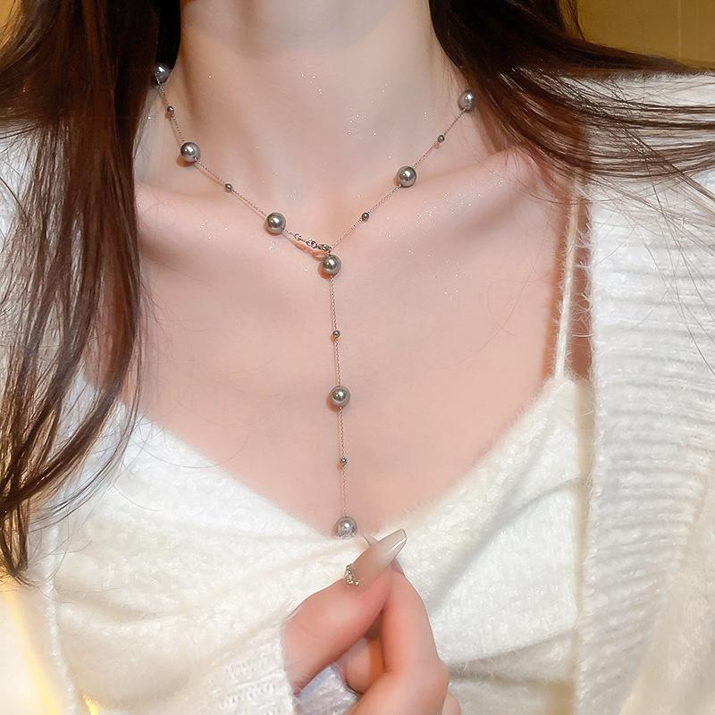 Элегантное и очень длинное ожерелье, модная и универсальная цепочка для свитера, ретро и элитный аксессуар.