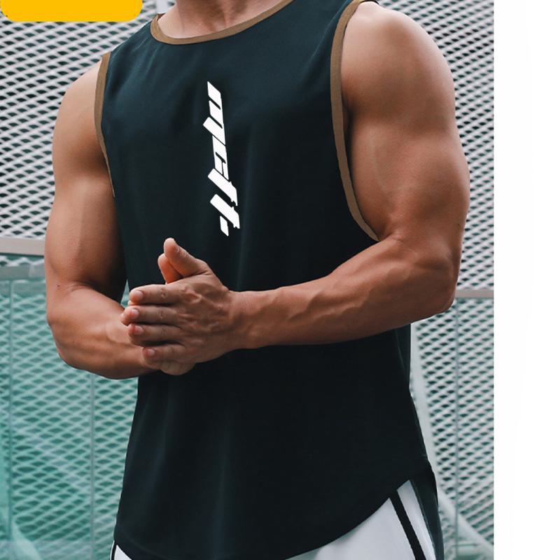 Summer Quick Drying Fitness Vest Mens Mesh Clothing Sleeveless Waistcoat Loose Basketball Running Sports Trend Short Sleeve Tees