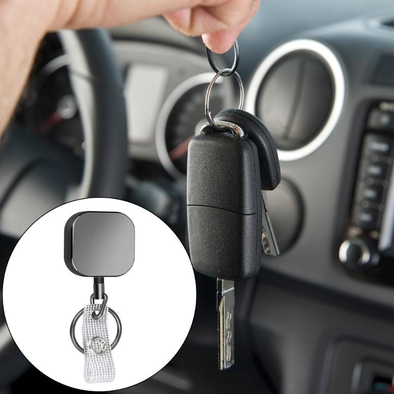 Stylish High Strength Carabiner Keychain Heavy Duty Retractable Badge Holder With Steel Cable Suitable For Outdoor Use