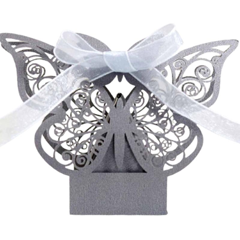 50/100 шт. подарочные коробки с бабочками, оптовая продажа, упаковка конфет с лентами для детского душа, товары для свадьбы, дня рождения, вечеринки