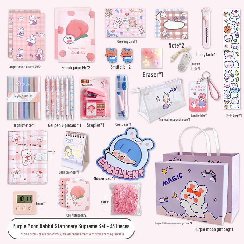 Набор канцелярских принадлежностей «Назад в школу» для учеников начальной школы — подарочный набор для девочек