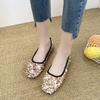 Versatile Flat-bottomed Comfortable Women's Doudou Shoes Women's Spring and Summer Fashion Sequined Soft-soled Shallow-mouth Ladyshoes Single Shoes
