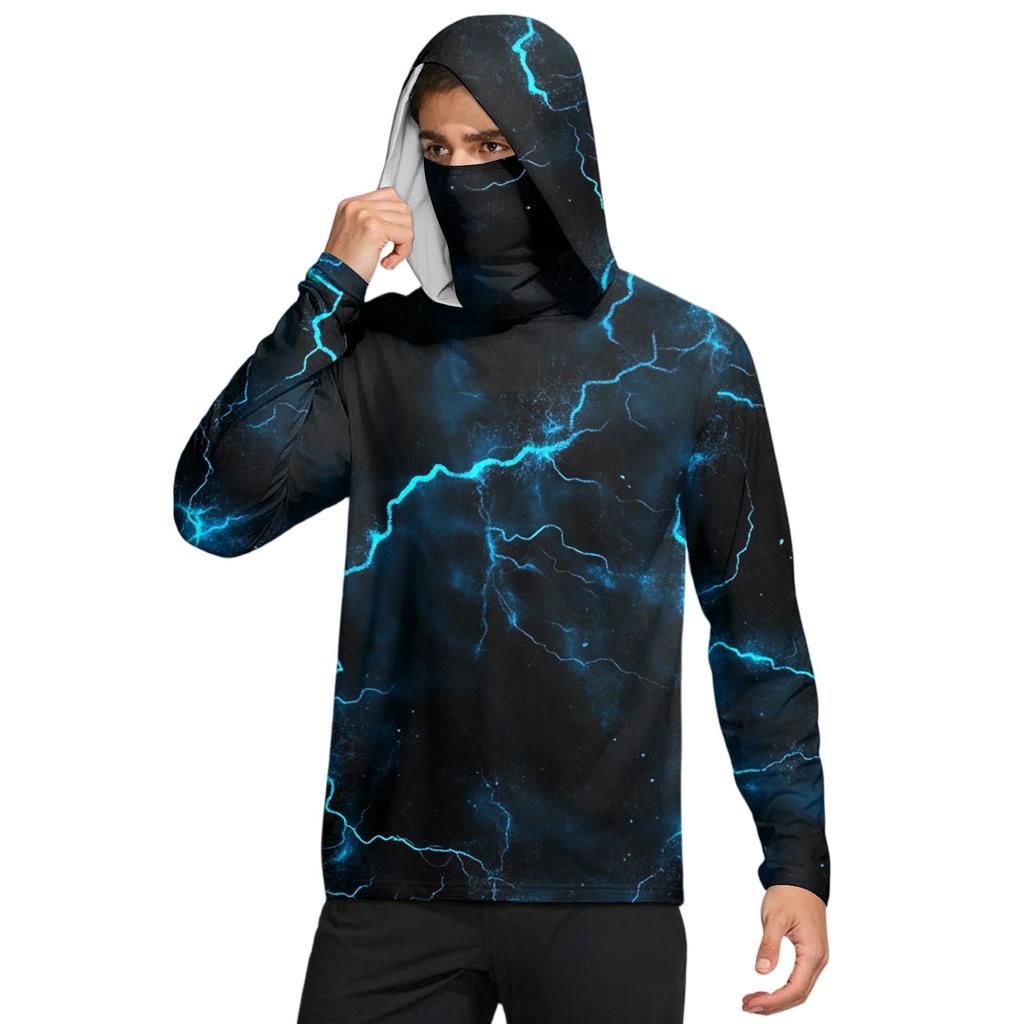 Мужская рубашка с маской Легкая с длинным рукавом Капюшон Для пеших прогулок Рыбалки Для выступлений