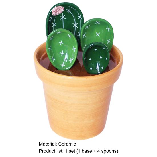 1 комплект милой мерной ложки в форме кактуса с прозрачными весами, многофункциональная керамическая ложка для еды, кухонный гаджет