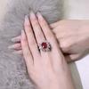 Gica Gema Ruby Rings 925 Sterling Silver 8*10mm Red Gemstone Flower Shape Romantic Fine Jewelry Wedding Party Gifts New Trend