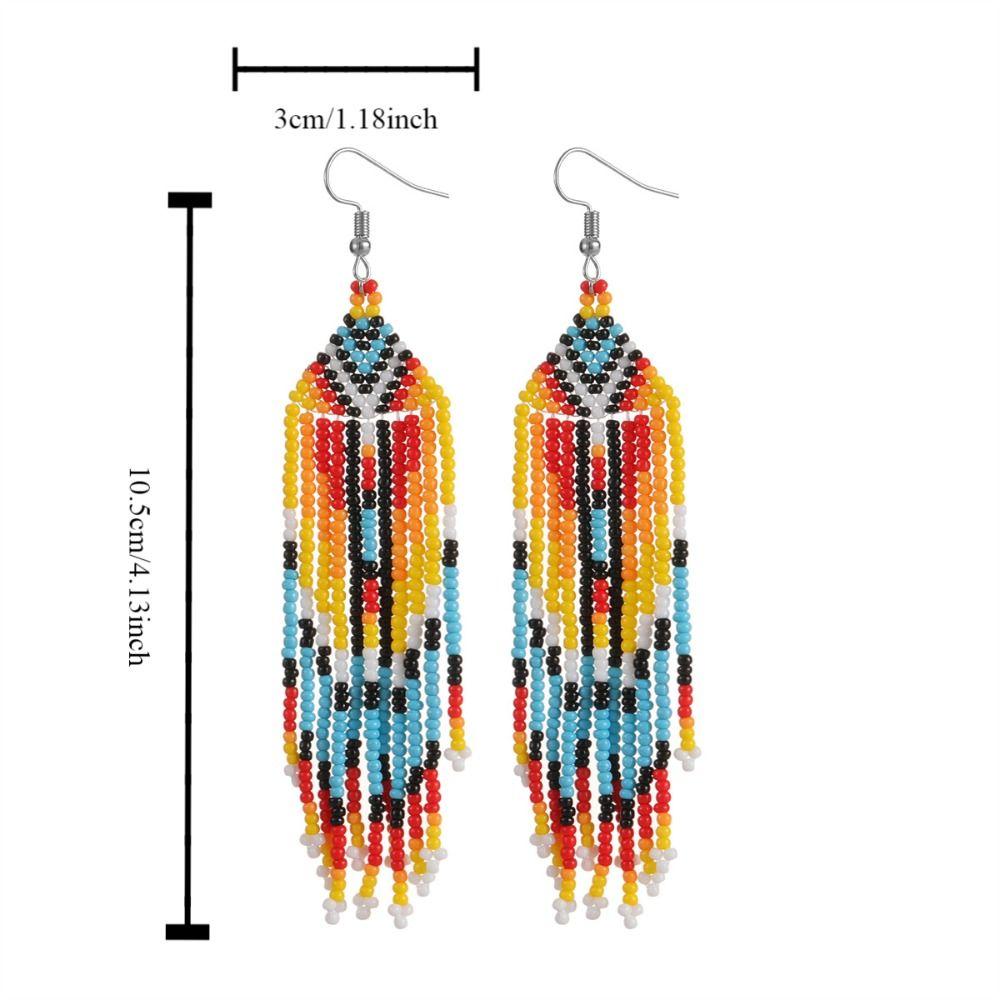 Серьги-подвески с кисточками в национальном стиле, бисерные украшения в виде маленьких бусин, висячие серьги-подвески на пляже